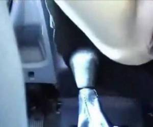 whiteh her horny pussy humping the gear shift